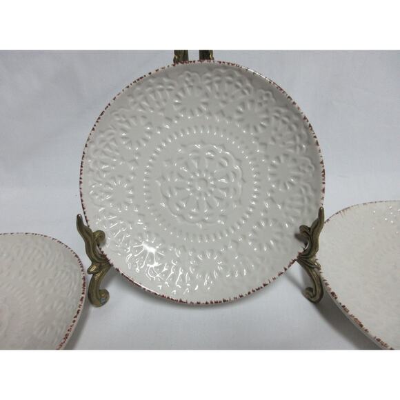 Pfaltzgraff Chateau Round Brown Rim 6" Embossed Ceramic Plates Set of 4 - Picture 4 of 6